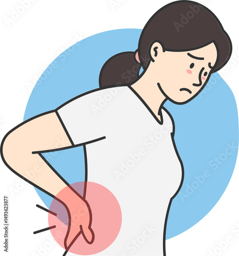 Woman with discomfort in the lower back