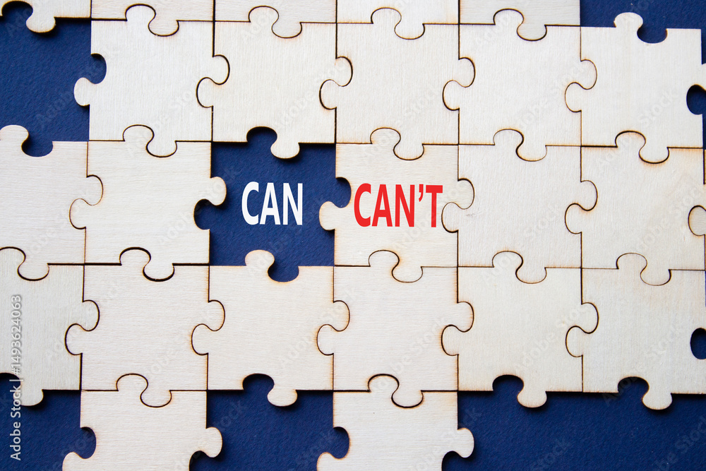 Can or Cant symbol. Concept word Can or Cant on wooden puzzle. Beautiful deep blue background. Business and Can or Cant concept. Copy space Can or Cant symbol. Concept word Can or Cant on wooden puzzle. Beautiful deep blue background. Business and Can or Cant concept. Copy space