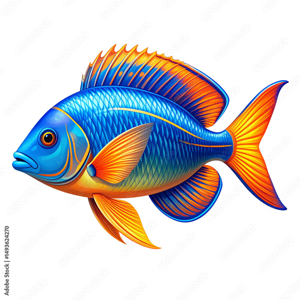 Fototapeta premium Untitled design - “Stylized Marine Fish with Gradient Colors, White Background PNG.And transparent the background.