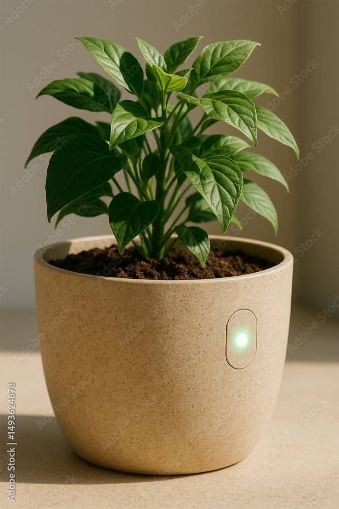 Obraz premium Smart Eco-Friendly Plant Pot Sensor Close-Up