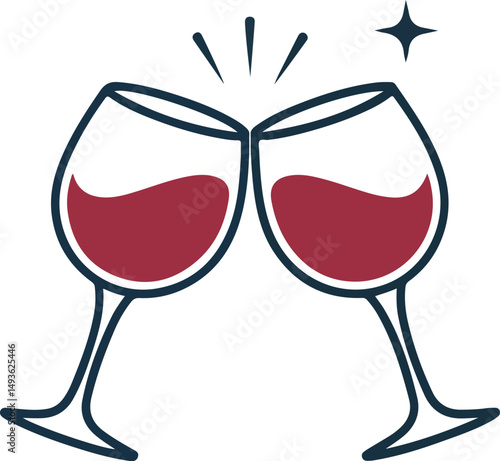 Cheers Clinking Wine Glasses Vector Illustration