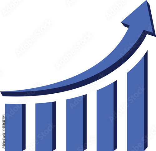 Blue arrow going up with bar chart