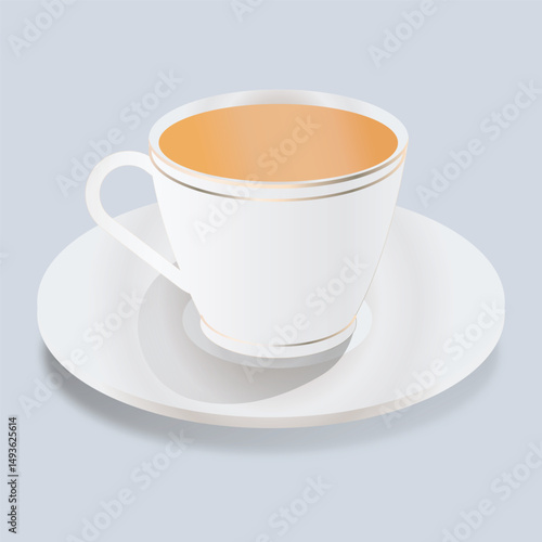 Elegant Teacup and Saucer with Tea