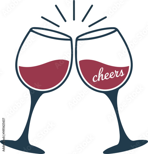 Cheers Clinking Wine Glasses Vector Illustration 2