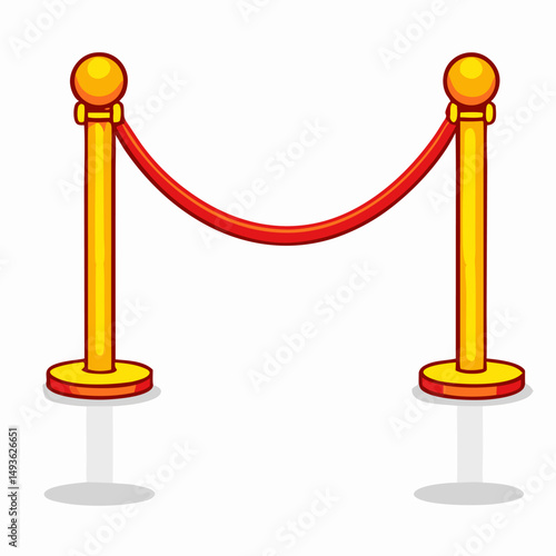 Red Rope Stanchions, Gold Posts, VIP Entrance Barrier