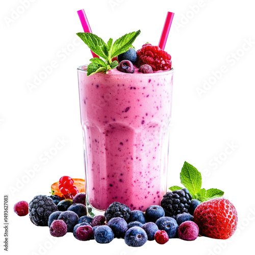 Berry Smoothie With Yogurt Stylize  isolated on a transparent background