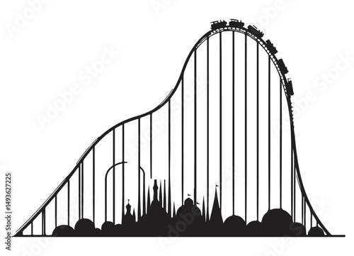 Roller Coaster Thrill Ride Silhouette Illustration Vector Image