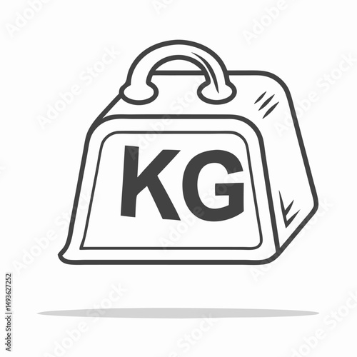 Hand-drawn KG weight icon, kilogram, measurement