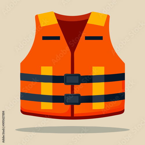 Orange Life Vest, Safety Jacket, Boating Equipment