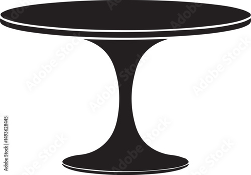 Pedestal Table Silhouette Vector | Elegant Black Vector Art Illustration for Furniture