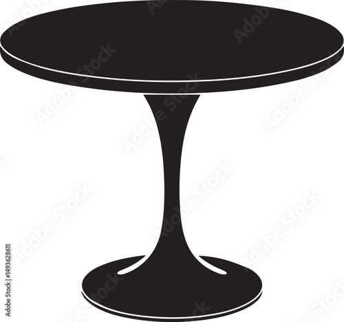Pedestal Table Silhouette Vector | Elegant Black Vector Art Illustration for Furniture