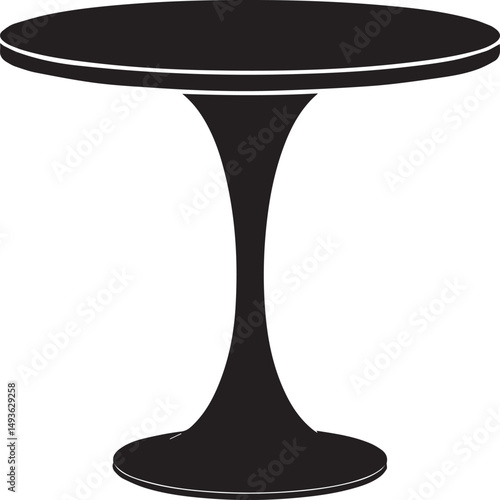 Pedestal Table Silhouette Vector | Elegant Black Vector Art Illustration for Furniture