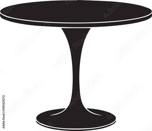 Pedestal Table Silhouette Vector | Elegant Black Vector Art Illustration for Furniture