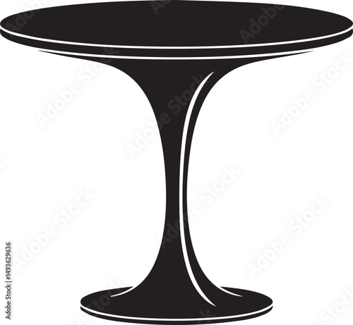Pedestal Table Silhouette Vector | Elegant Black Vector Art Illustration for Furniture