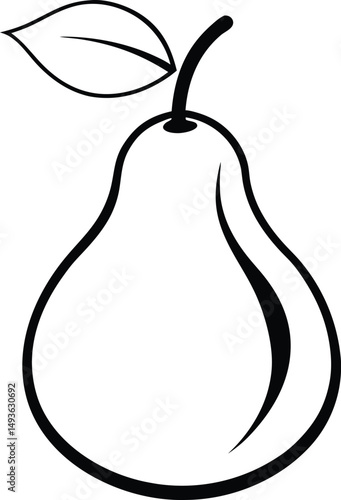 Pear fruit silhouette,  Pear icon vector