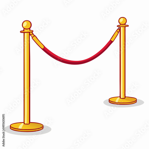 Gold Stanchions with Red Rope Barrier - VIP Entrance