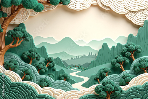 landscape with mountains and trees