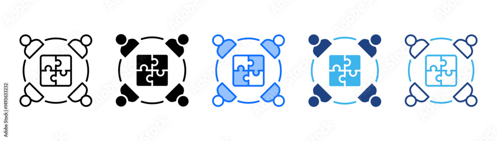 Fototapeta premium Team Building Icon Set With Multiple Style Collection 