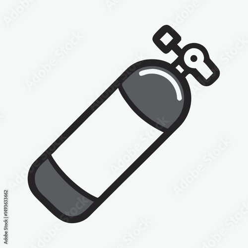 Scuba Diving Tank Icon, Oxygen Cylinder, Diving Equipment Illustration