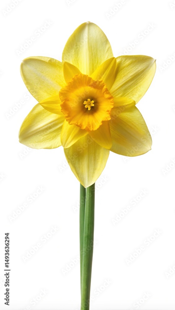 Fototapeta premium Elegant Daffodil Flower Blossom with Bright Yellow Petals and Green Stems