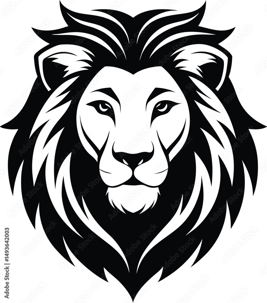 Fototapeta premium Lion head silhouette, lion head vector