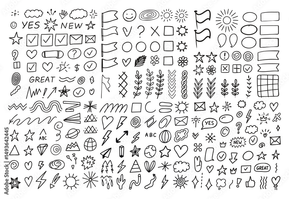 Doodle Elements and Speech Bubbles in Vector Icon Pack Doodle Elements and Speech Bubbles in Vector Icon Pack