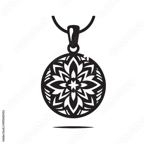 Black Color Pendant Charm Silhouette Vector Illustration, Solid White Background. minimal vector design