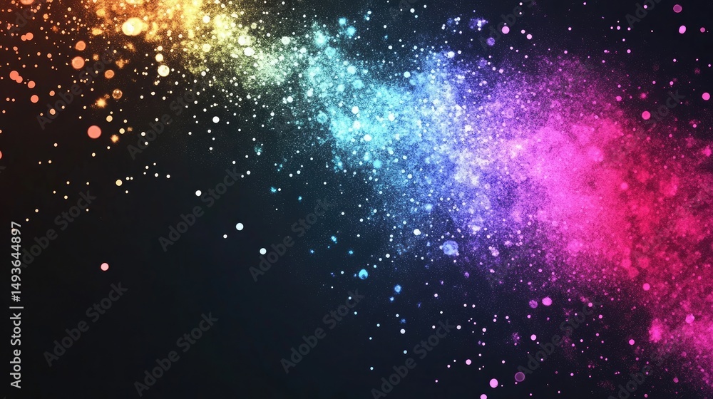 Fototapeta premium Abstract colorful sparkling dots on dark background, vibrant design