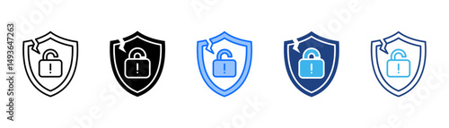 Security Breach Icon Set With Multiple Style Collection 