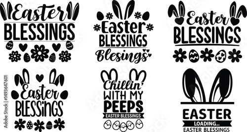 Easter Typography Bundle with Peeps and Blessings Phrases