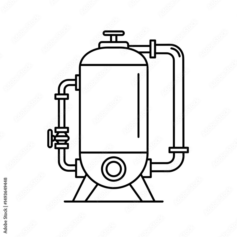 Chemical reactor vessel in industrial style line art design Chemical reactor vessel in industrial style line art design