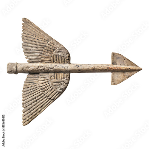 A Stone Arrow with Assyrian Winged Disks Divine Pro Isolated on Transparent Background