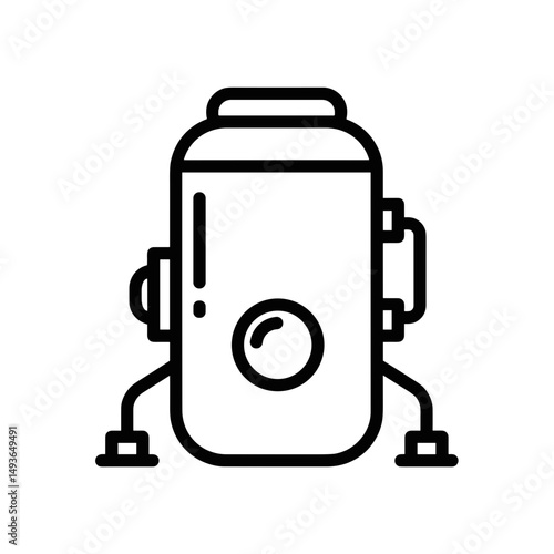 Chemical reactor vessel icon in minimalist line art style  