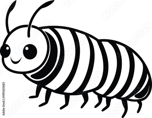 Caterpillar silhouette, crawling insect icon