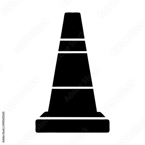 Solid Black Traffic Cone outline Silhouette