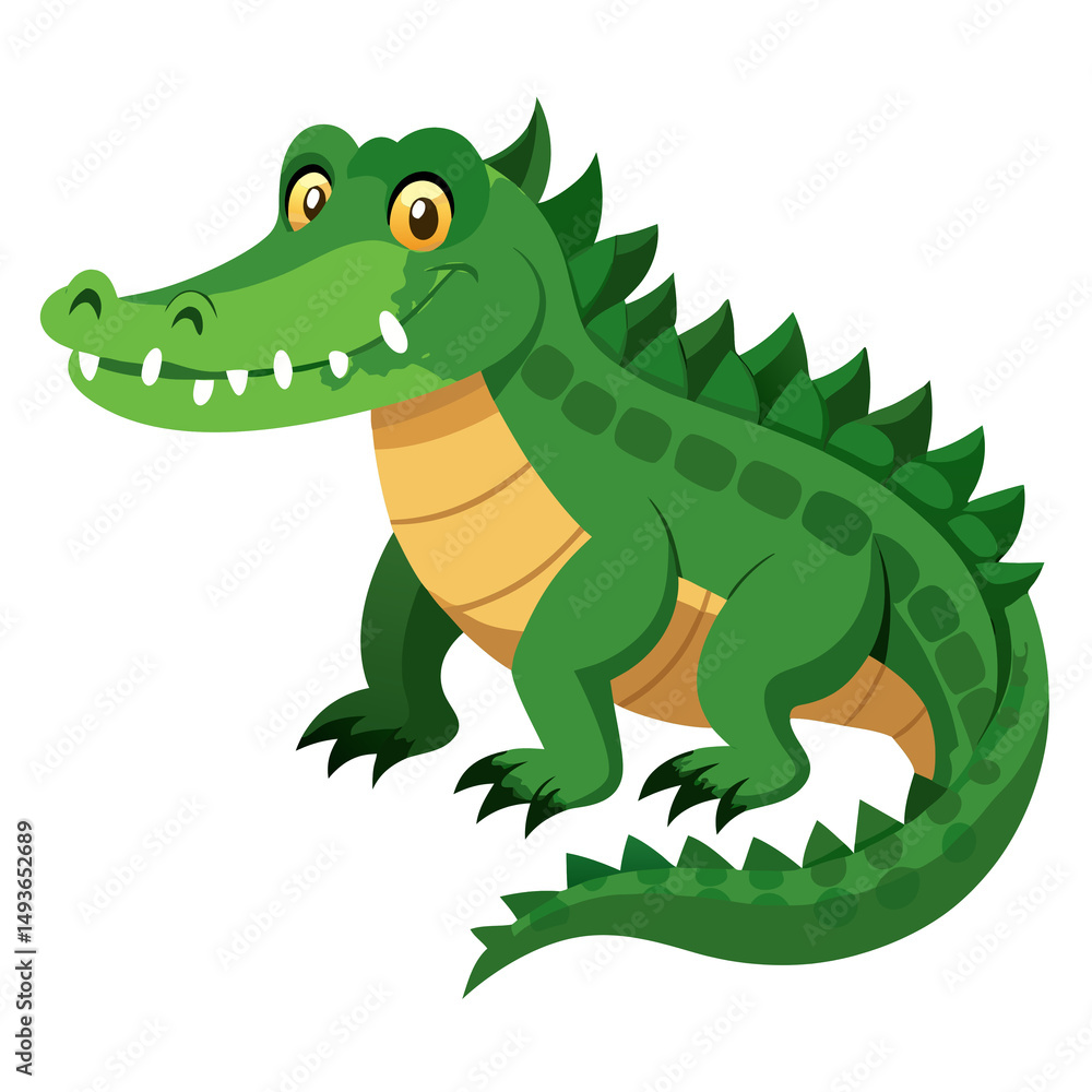 Naklejka premium cartoon crocodile with a smile isolated on transparent background