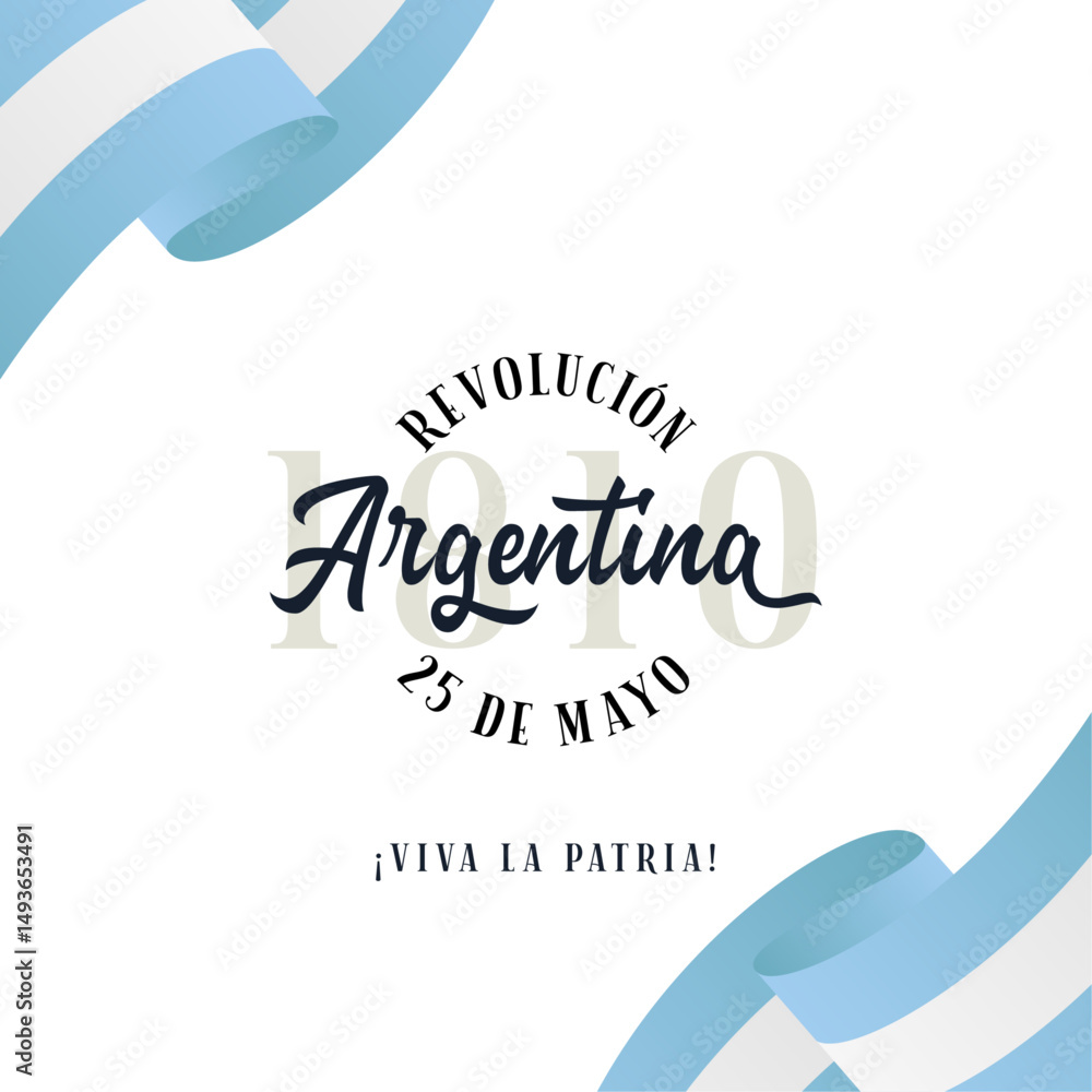 Naklejka premium Revolución Argentina. 25 de Mayo de 1810. Revolución de Mayo. Viva la patria