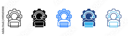 Technical Assistance Icon Set With Multiple Style Collection 