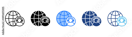 International Center Icon Set With Multiple Style Collection 