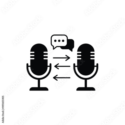 Two microphones communicating via speech bubbles