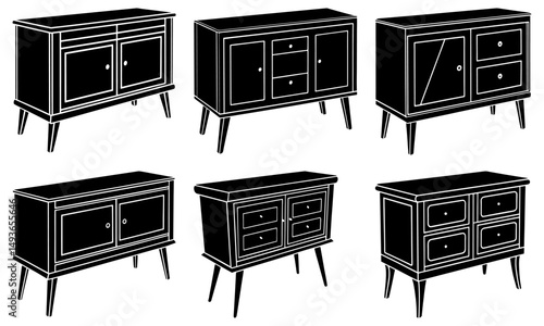 Console Sideboard silhouette vector