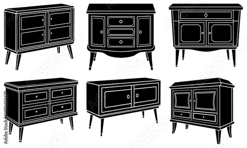 Console Sideboard silhouette vector