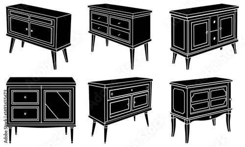 Console Sideboard silhouette vector