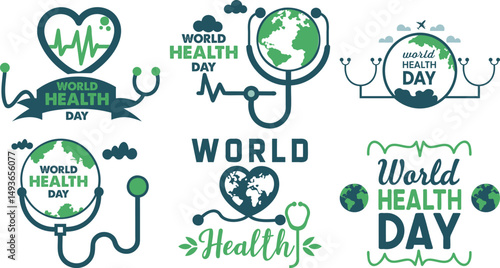 Green Earth Health Day Badges with Eco-Friendly Style