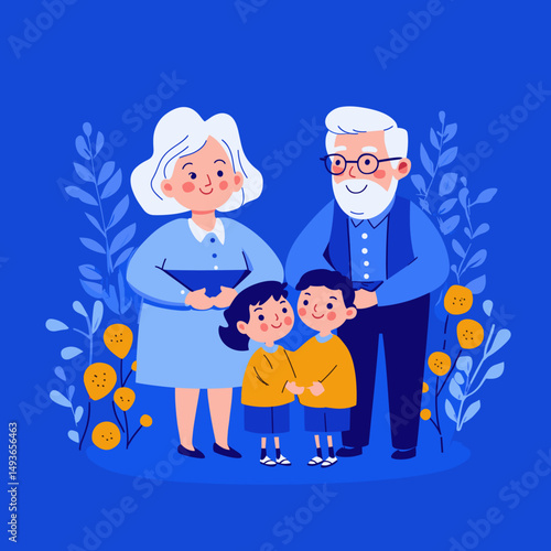 Cheerful Family Portrait with Grandparents and Grandchildren