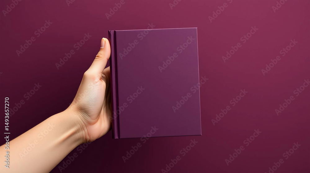Obraz premium Hand holding a purple book