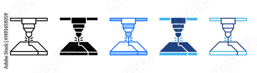 Laser Cutting Icon Set With Multiple Style Collection 