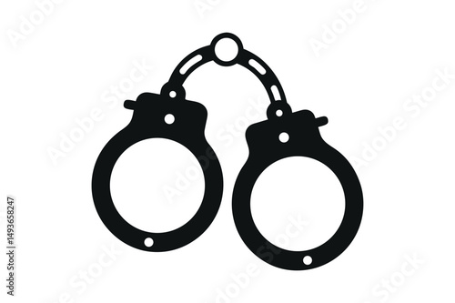 Handcuffs vector illustration showing metal cuffs and chain isolated on white background