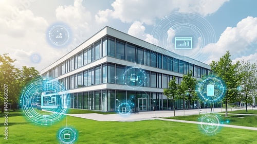A futuristic smart building with integrated energy management and automation systems