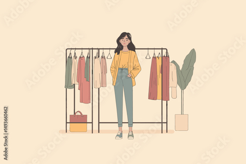 Stylish model in a clothing boutique